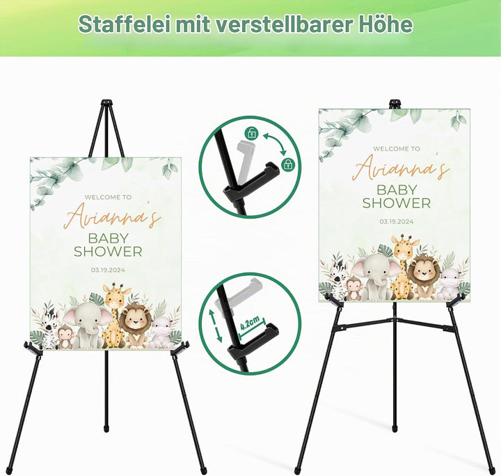 Staffelei – Faltbare Metall Staffelei, Verstellbare Bodenstaffelei mit Sofort Stativ – Leinwandständ