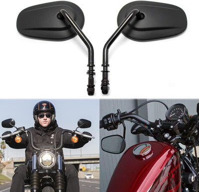 8mm Schwarzer Motorrad Rückspiegel Seitenlenker Rückspiegel für Sportster XL1200 883 48 Dyna Softail