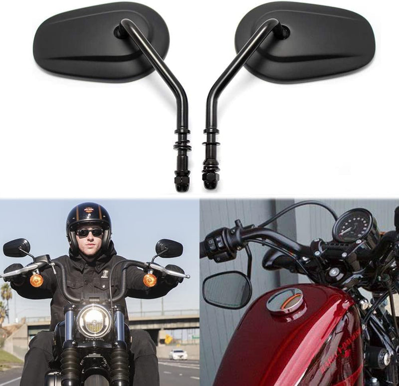 8mm Schwarzer Motorrad Rückspiegel Seitenlenker Rückspiegel für Sportster XL1200 883 48 Dyna Softail