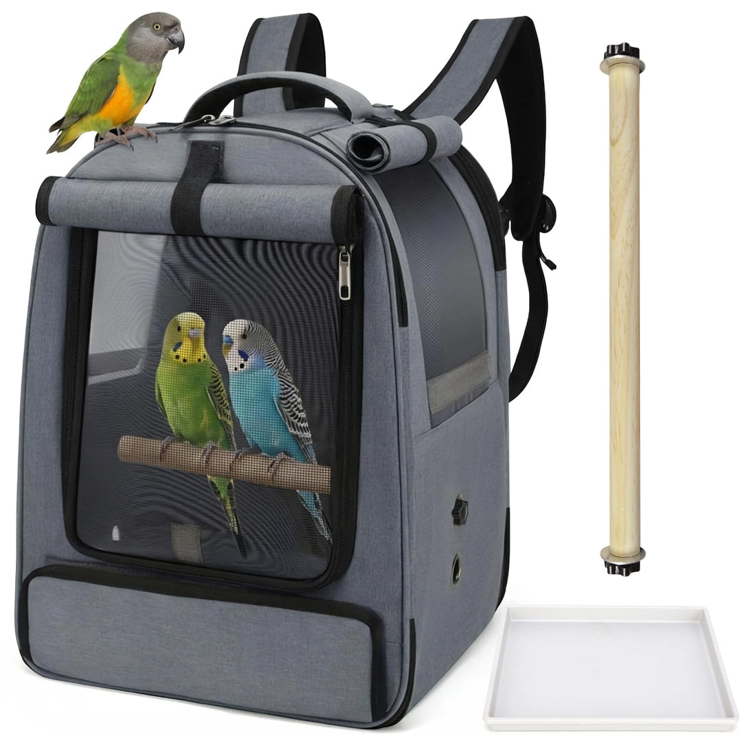 ALLSOPETS Vogelrucksack Leicht und Atmungsaktiv Tragbarer Papageiträger für Kleine Tiere mit Ständer