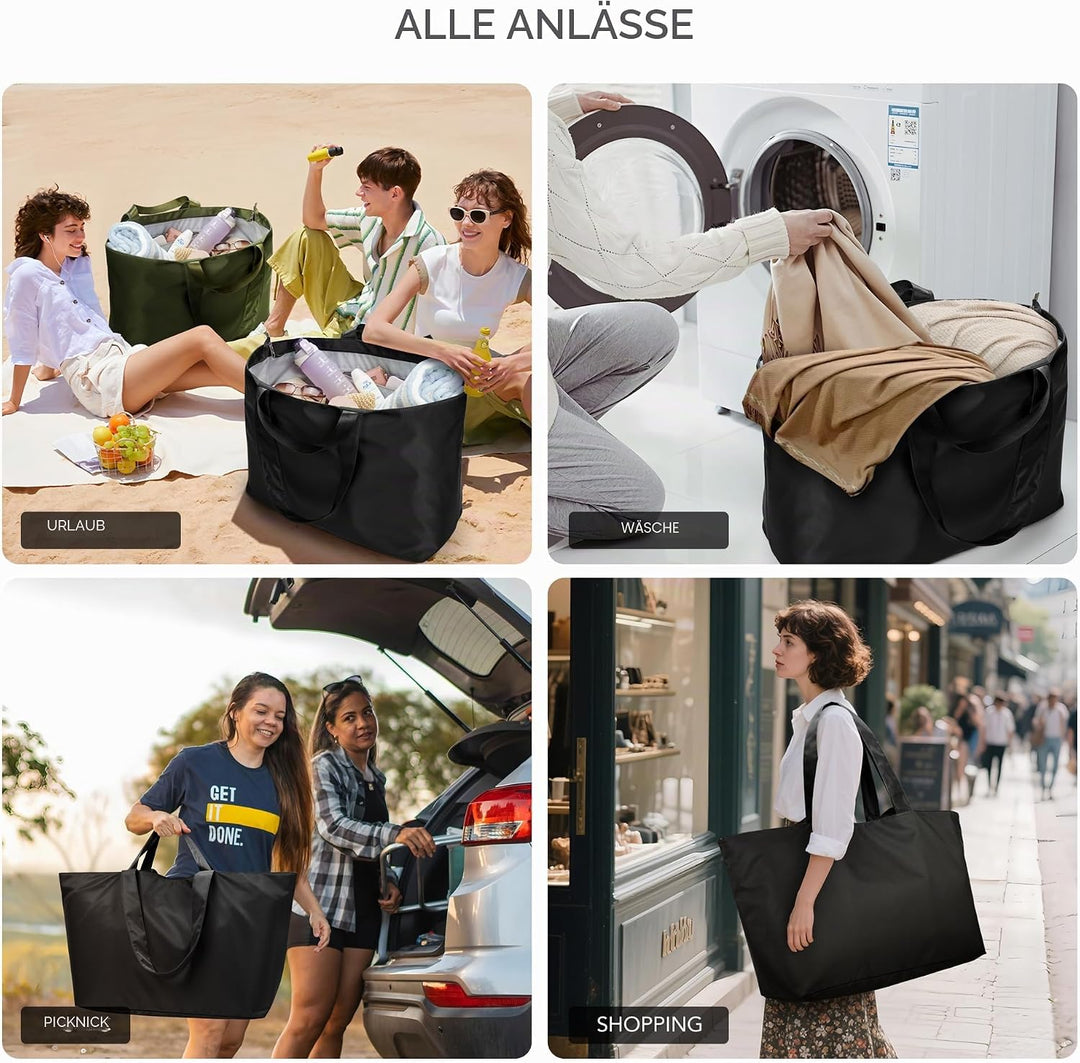 KALIDI Faltbare Shopper Reisetasche Strandtasche XXL,60L Extra grosse Holdall Weekender Gym Tasche m