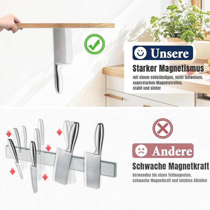 Dmore Magnetleiste Messer mit 5 Haken,30 cm Messerhalter magnetisch aus Holz, Magnet Messerhalter mi