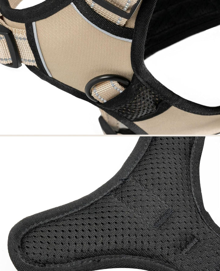 lionto Hundegeschirr gepolstert aus weichem Nylon, Grösse M, reflektierendes Anti Zug Geschirr für H