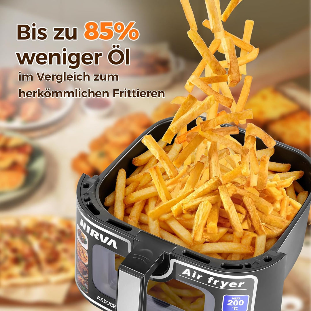 Nirva Heissluftfritteuse 8,5 L, ölfrei, 1700W grosse Airfryer, Rösten, Backen, Air Fry, Antihaftbesc