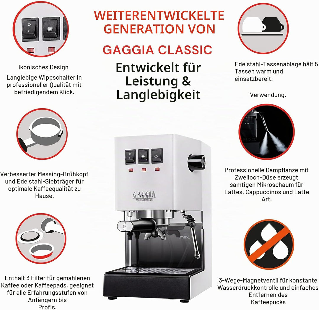 Gaggia Classic Evo weiss RI9481/13 Polarweiss, Polarwei&amp;
