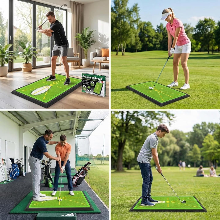 DULCE DOM Golf-Trainingsmatte mit Schwungbahn-Feedback | Indoor & Outdoor | rutschfeste Gummirücksei