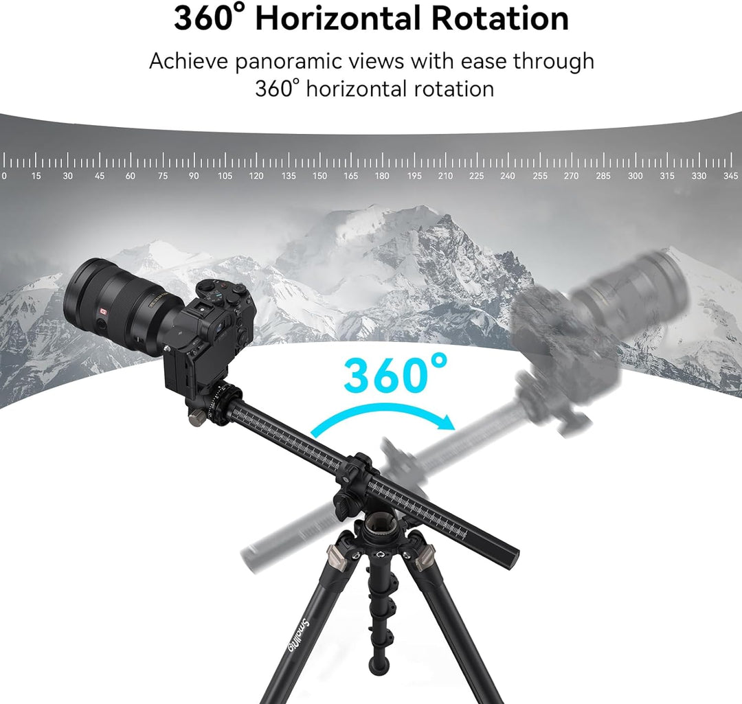 SMALLRIG 73 Zoll Kamerastativ, 360° drehbare Mittelsäule, horizontales Stativ Einbeinstativ, mit Sma
