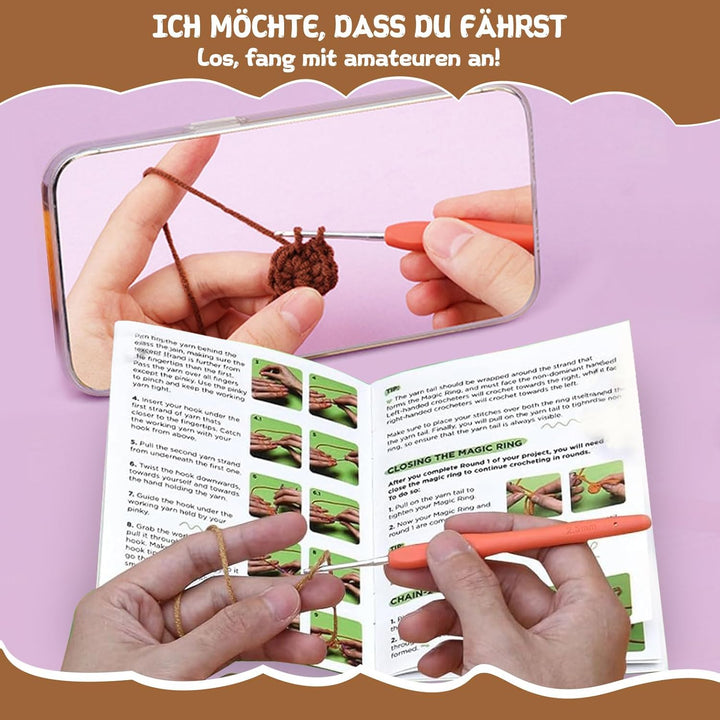 Komplettes Häkelset für Anfänger - Tiere Häkelset, 2 Stück Hochlandrind Strickset für Erwachsene Kin