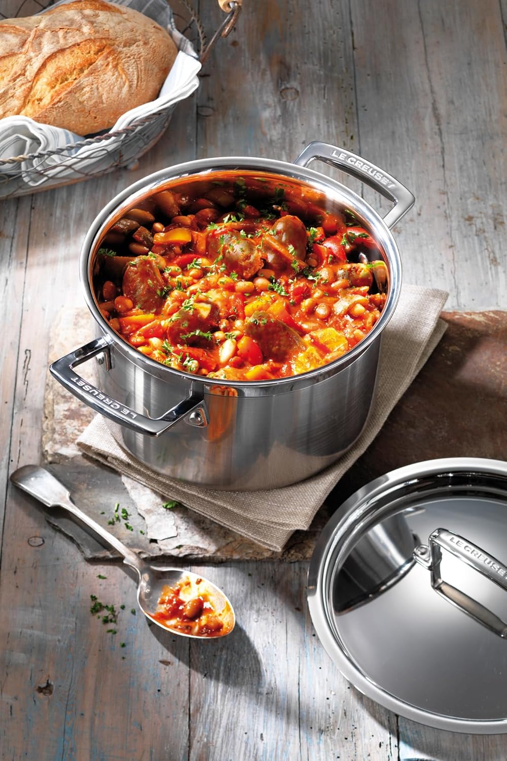 Le Creuset Fleischtopf aus 3-ply Edelstahl, Ø 20 cm, Für alle Herdarten inkl. Induktion geeignet, Si
