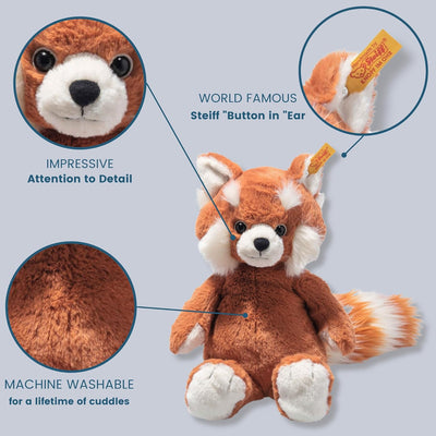 Steiff 075537 Soft Cuddly Friends Benji Roter Panda, Ginger, 28cm