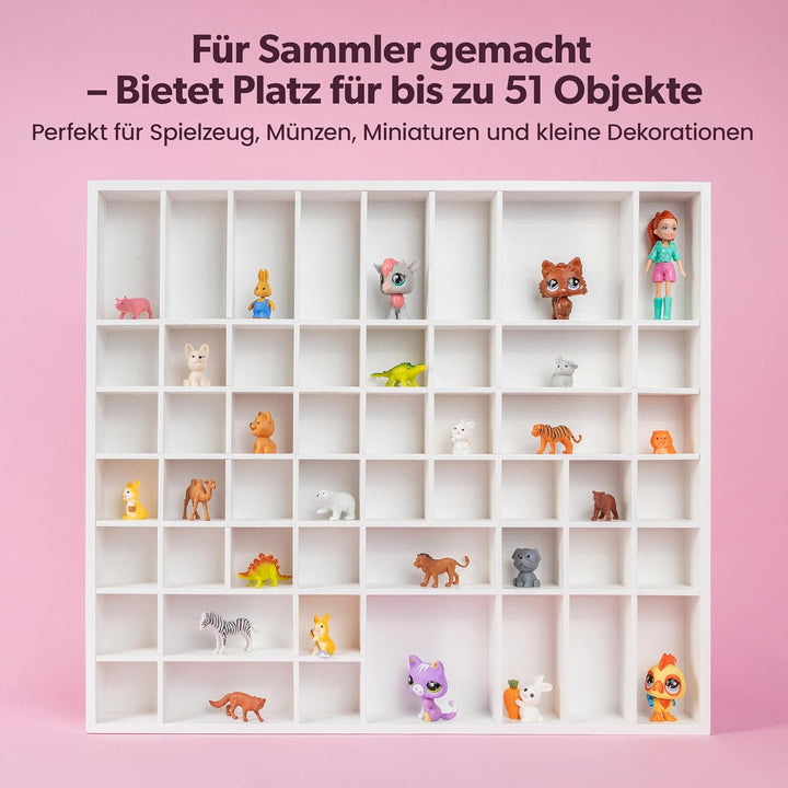 Creative Deco Weisse Setzkasten Holz Sammelbox Holztablett 51 Fächer | 52 x 46 x 5 cm | Bemalen Holz