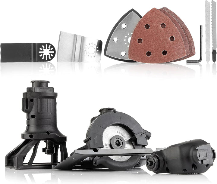 Baricus 18V Multifunktionswerkzeug 7in1 im Koffer – Akku-Multitool mit Aufsätzen für Schrauben, Säge