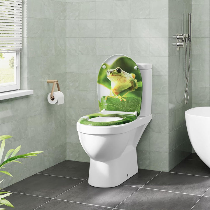 eSituro Toilettendeckel, WC Sitz mit Absenkautomatik, Klodeckel mit Schnellverschluss, 360° verstell