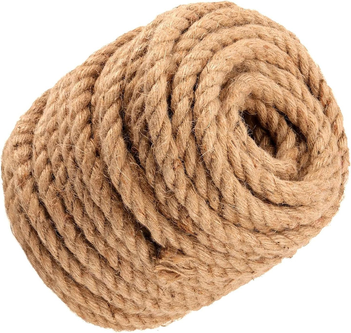 20 m x 12 mm Juteseil, 4 Stränge Juteschnur Dicke Schnur Braun Geflochtenes Hanfseil, Jute Schnur zu