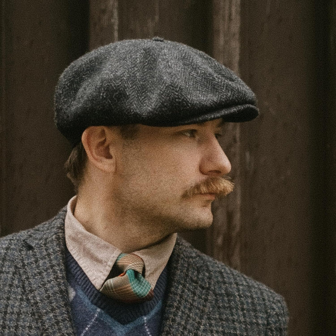 Sterkowski Peaky Style | Harris Tweed Schiebermütze für Herren | Warm Komfortabel Schirmmütze 54 Sch