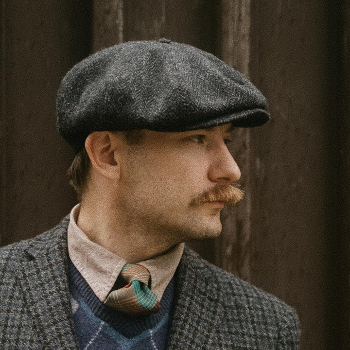 Sterkowski Peaky Style | Harris Tweed Schiebermütze für Herren | Warm Komfortabel Schirmmütze 54 Sch