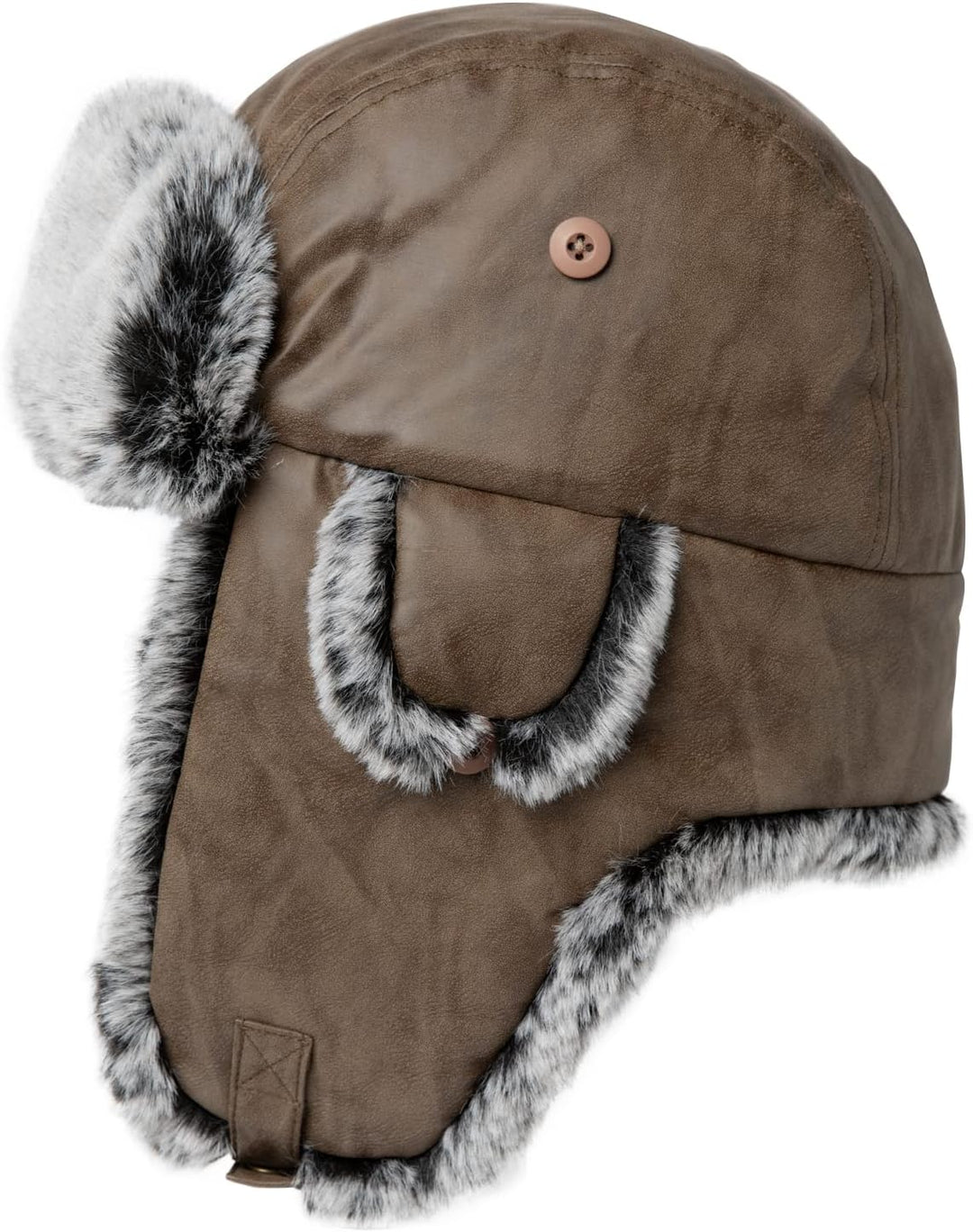 Comhats Winter Trapper-Hut Kunstleder Aviator Pilotenmütze Herren Damen Warm Gefütterte Kunstpelz-Hu