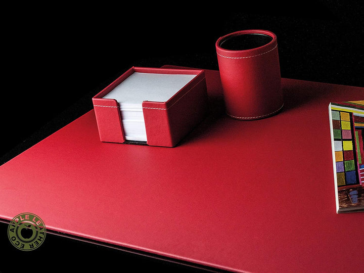 DELMON VARONE - Zettelkasten aus „EcoAppleLeather“ in Rot, Zettelbox aus Recycled Öko Apfel Leder in