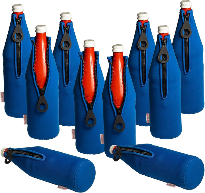 Flaschenkühler 0,7-1,0L für Glas- &amp; PET Flaschen, Neopren, Getränkekühler, (blau, 10) Blau 10, Blau