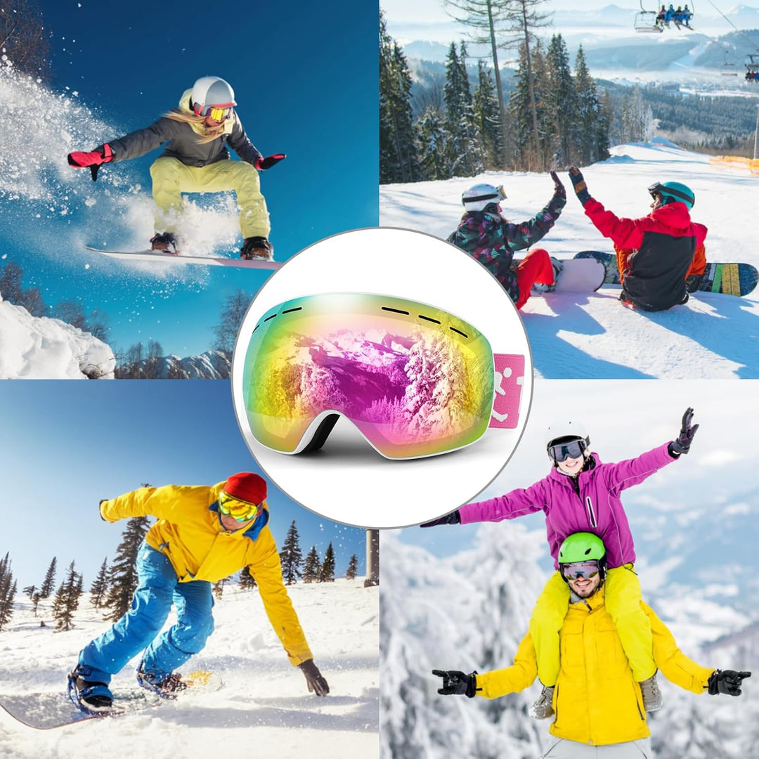 Trusiel Skibrille, Skibrille Damen Herren Anti-Fog Ski brille OTG, Skibrille für Brillenträger, 400