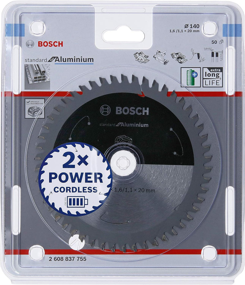 Bosch Accessories 1x Kreissägeblatt Standard for Aluminium (Aluminium, Sägeblatt Ø 140 x 20 x 1,6 mm