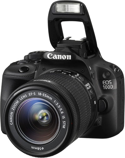 Canon EOS 100D DSLR-Kamera mit EF-S 18–55 mm III-Objektiv, Schwarz (18 MP, CMOS-Sensor), 7,6 cm (3 Z