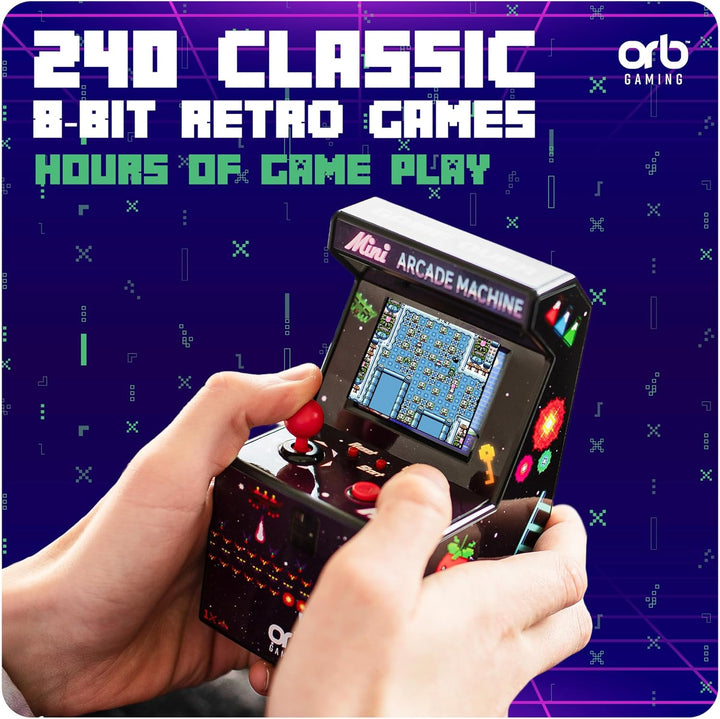 Mini-arcademachine, 240 ingebouwde Games, 8-bit Retro-arcadegames, 2,5-inch kleurenscherm, 8-Weg Joy