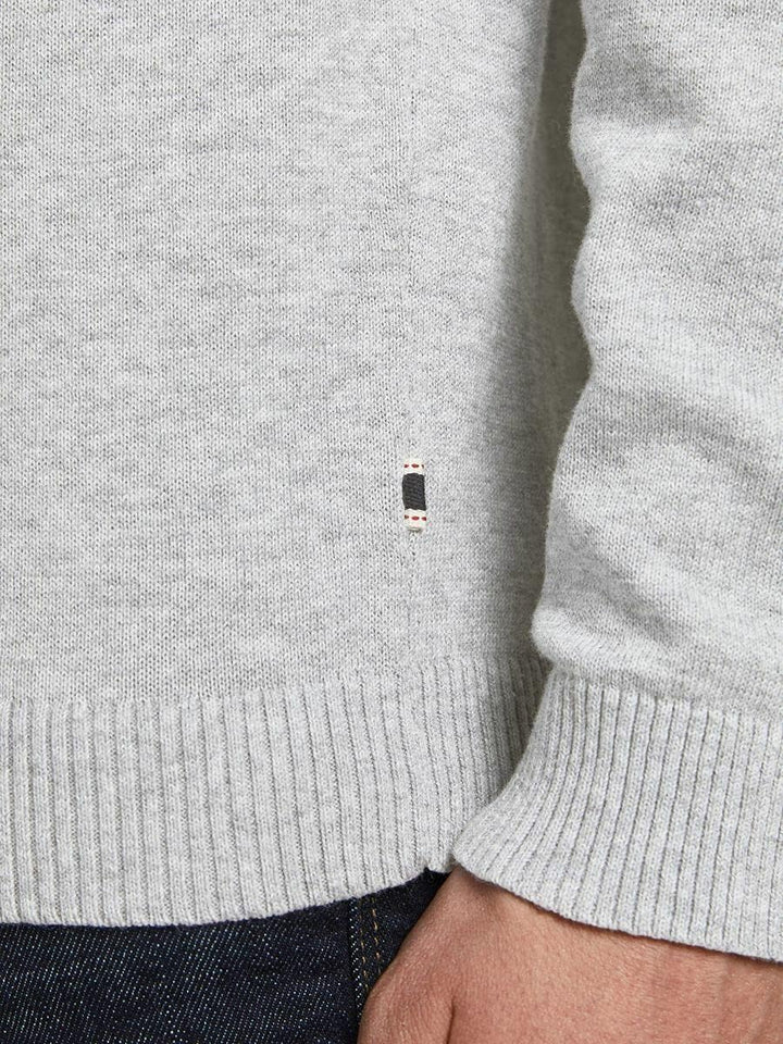 JACK & JONES Male Strickpullover Einfarbig Strickpullover XS Light Grey Melange, XS Light Grey Melan