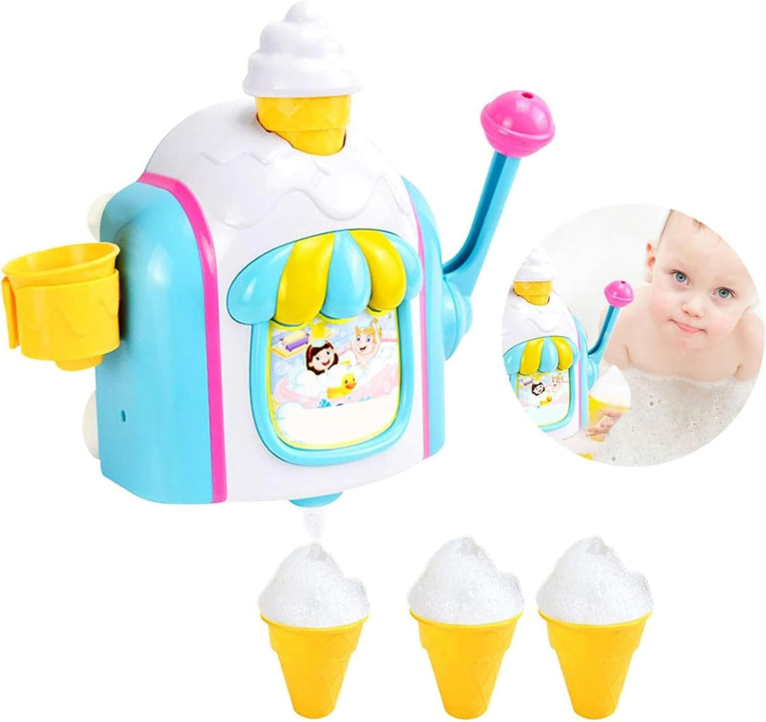 Badeseifenblasenmaschine Eisschaum-Kuchenspielset für Kleinkinder Wasserbadewannen- 2-8 Jahre Intera