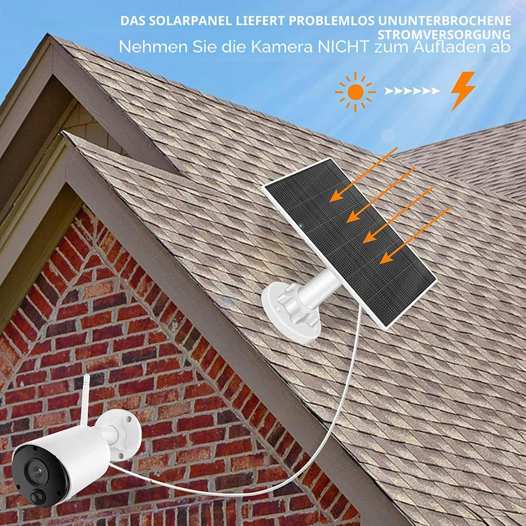 Solarpanel für Überwachungskamera, 5W Solarpanel für DC 5V Sicherheitskamera, Micro USB & USB-C Ansc
