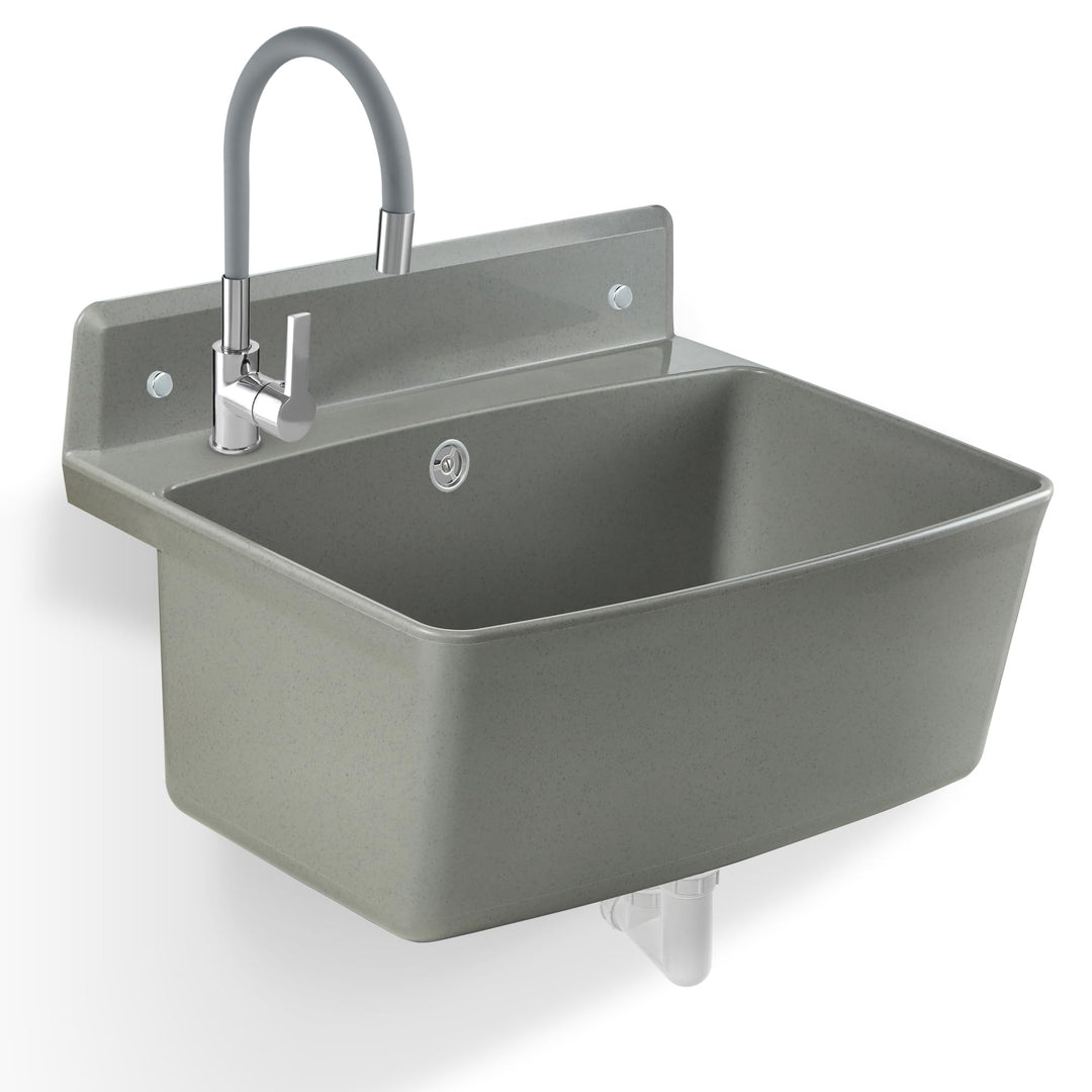 gospo Gartenwaschbecken, 55x42x22.5cm Haushaltsbecken aus hochqualitativem Polystyrol, Ausgussbecken