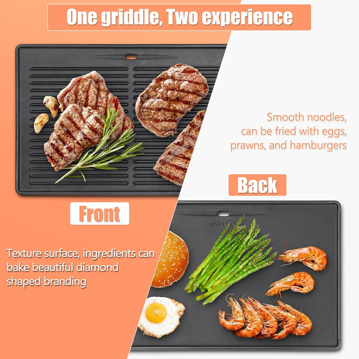 Denmay Grillplatte Gusseisen 41,5 x 27,5cm für Tepro Toronto, TAINO Hero XL Holzkohlegrill, Activa A
