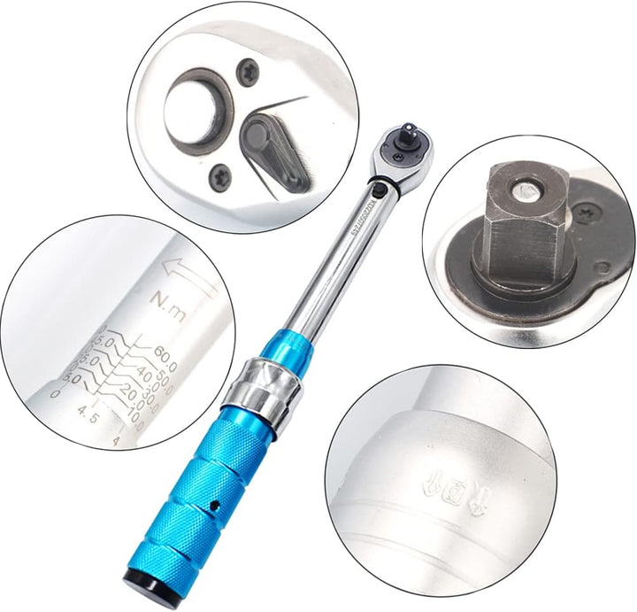 ThreeH 1/2 Zoll Antrieb Drehmomentschlüssel 5-60 Nm/3.6-45ft-lb 76 Zahn Dual Direction Adjuatable Dr