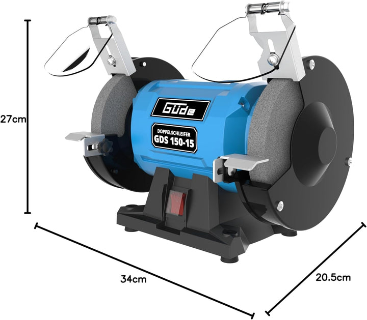 Güde Doppelschleifer GDS 150-15 (250 W, 2980 1/min Motordrehzahl, Grob- & Feinschleifscheibe 36|60 K