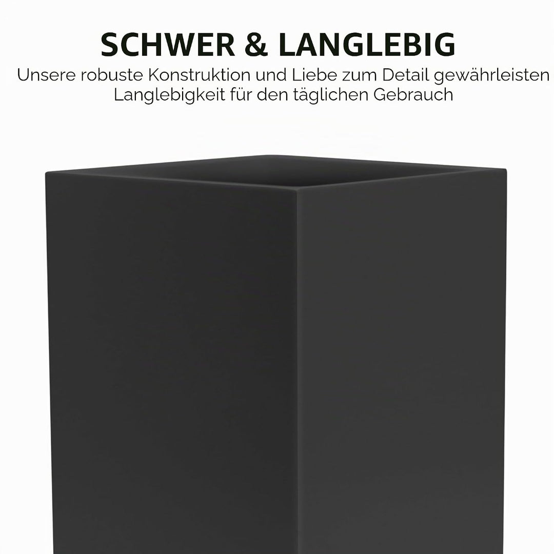 YEW DESIGN Kleiner Eckiger Mülleimer in Schwarz Matt, 7,5 L / 2 Gallonen – Papierkorb für Zuhause, B