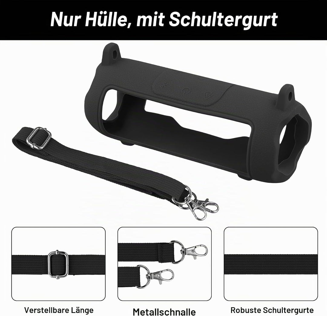 Khanka Silikonhülle für JBL Flip 7 Bluetooth-Lautsprecher Schwarz, Schwarz