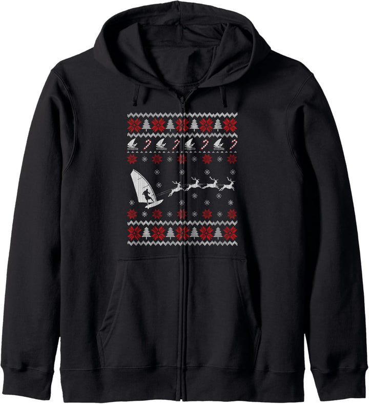 Funny Windsurfing Reindeer Ugly Christmas Sweater Gift Kapuzenjacke