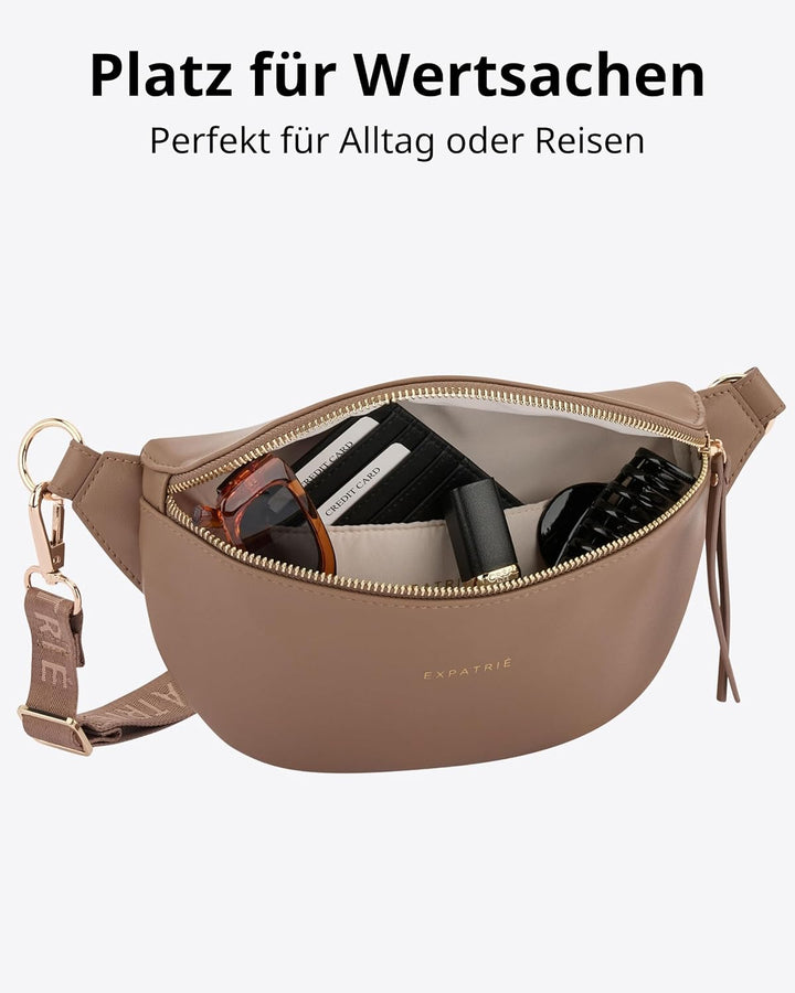 Expatrié Bauchtasche Damen Braun - Alice Small - Gürteltasche für Festival, Reisen &amp; Alltag aus Vega