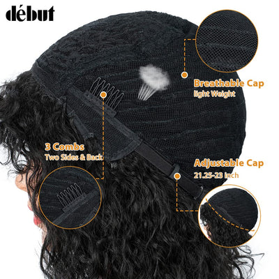 DÉBUT kurze lockige Perücke Ombre Perücke mit Pony Curl Fringe menschenähnliche perücke für Frauen 1