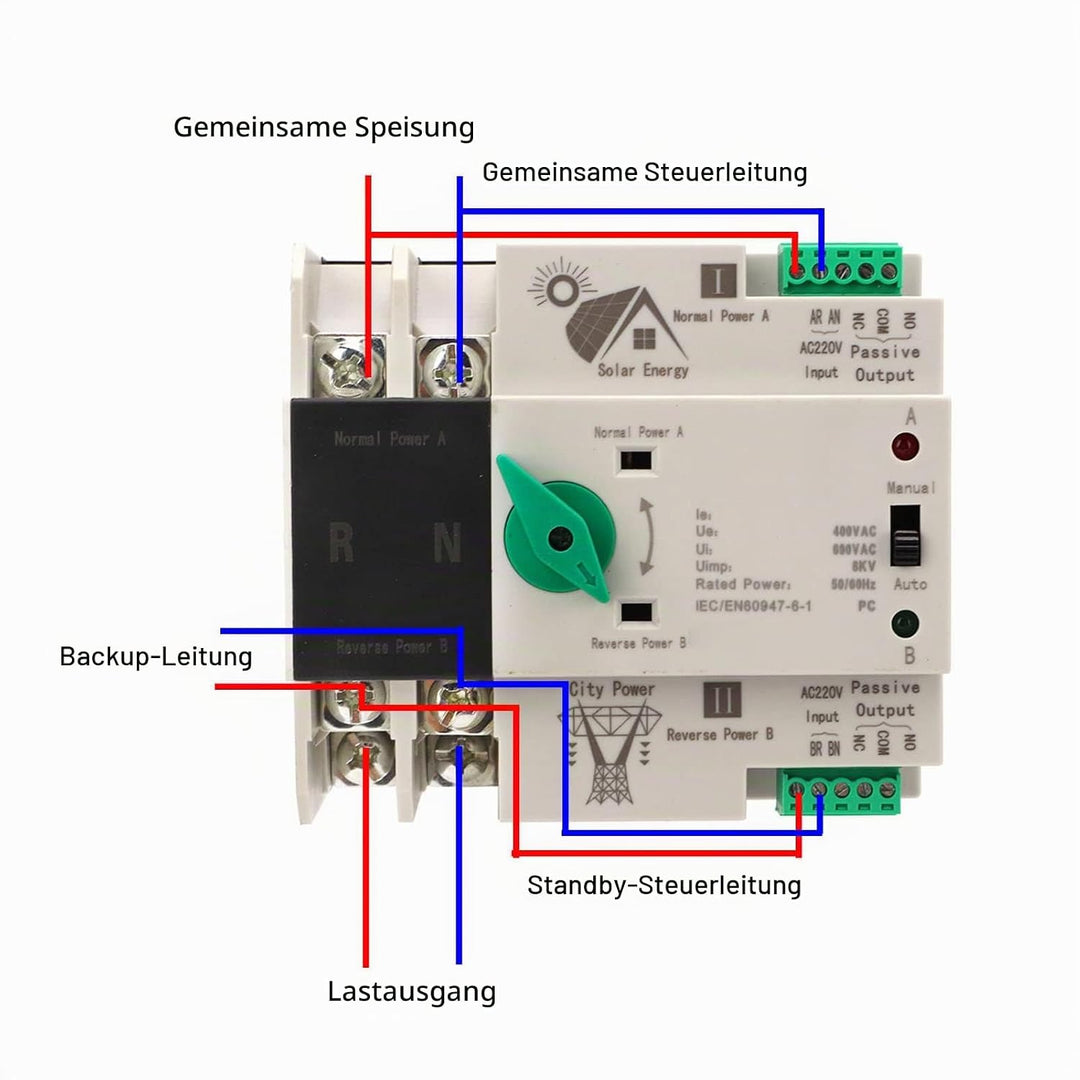 Mini ATS 2P Automatischer Transferschalter, Dual Power Switch Din Rail Typ Automatischer Transfersch