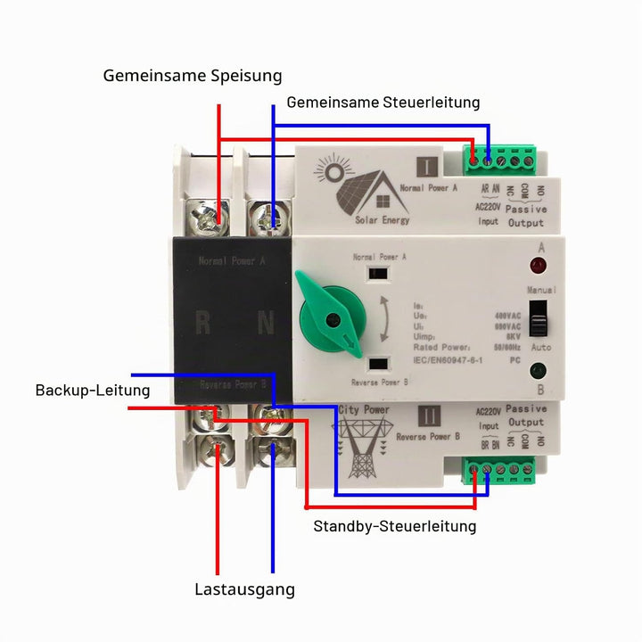 Mini ATS 2P Automatischer Transferschalter, Dual Power Switch Din Rail Typ Automatischer Transfersch