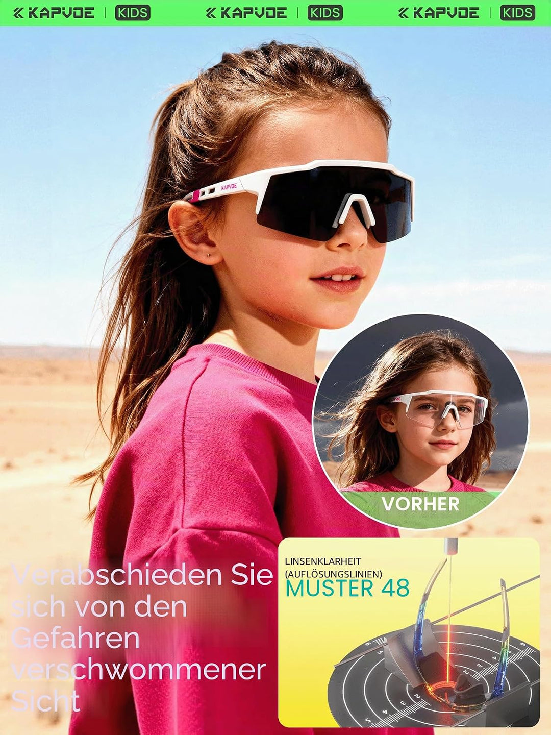 KAPVOE Photochromatische Selbsttönend Fahrradbrille TR90 Rahmen für Herren Damen Jungen Mädchen Klar