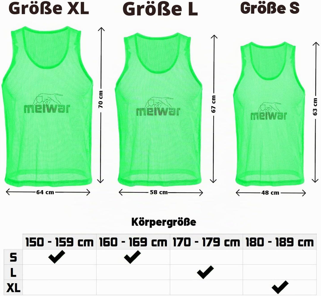 meiwar Leibchen - 10er Set Trainingsleibchen I Markierungshemd für Sport, Fussball, Handball in oran
