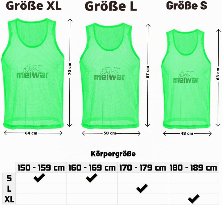 meiwar Leibchen - 10er Set Trainingsleibchen I Markierungshemd für Sport, Fussball, Handball in oran