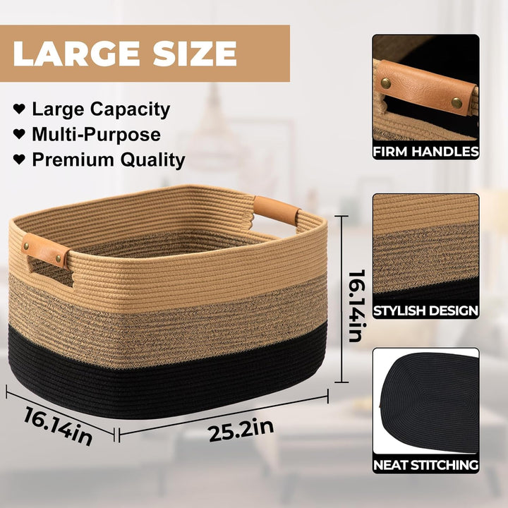 Danpinera Grosser gewebter Korb, 63,5 x 40,6 x 40,6 cm, für Wohnzimmer, Kinderzimmer, Spielzeug und