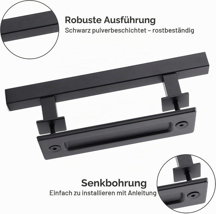 Lpraer 30CM Schiebetüren Griff Schwarze Scheunentorgriff Schiebetür zieht-Griff Schiebe Türgriff Küc