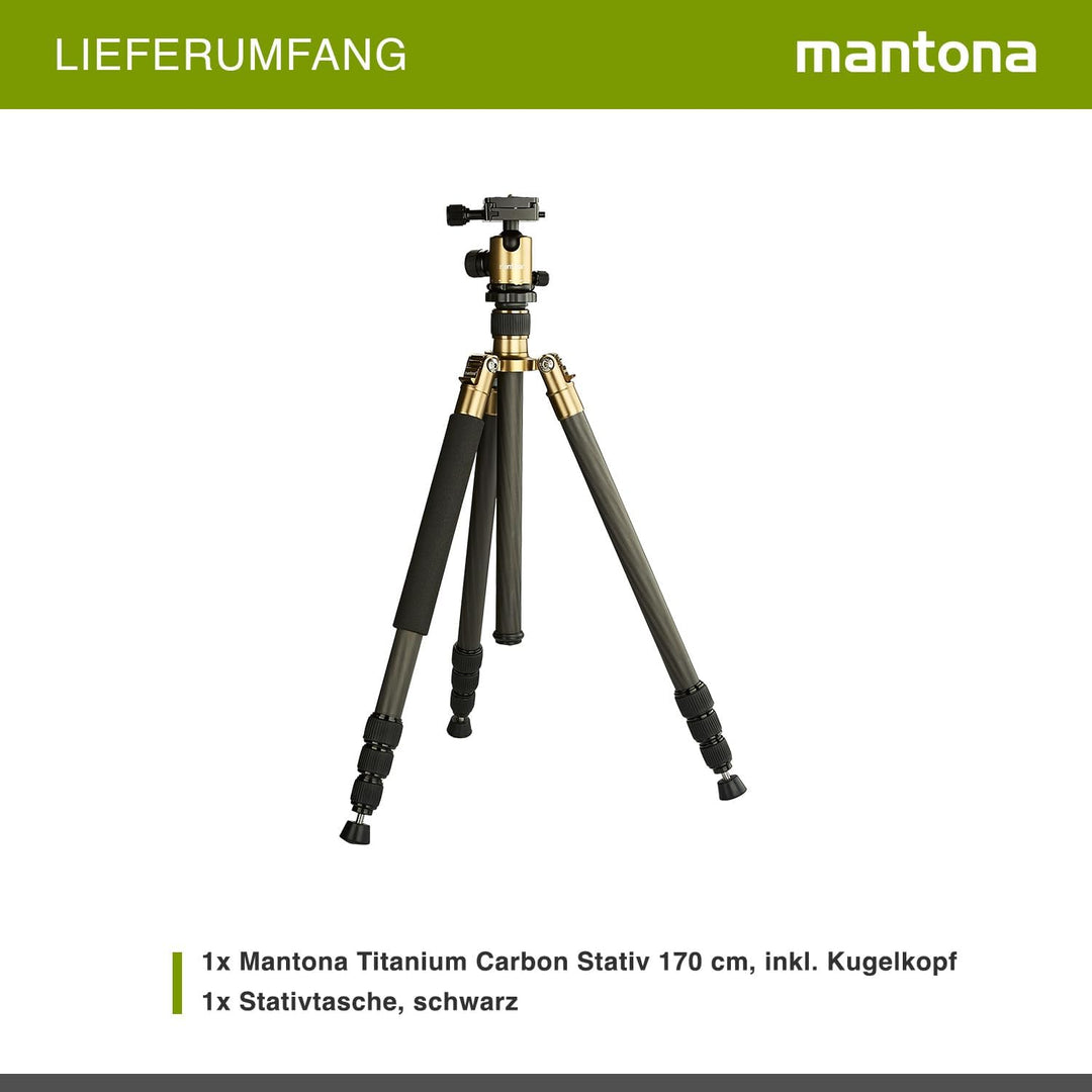 Mantona Titanium Carbon Kamerastativ mit Kugelkopf inkl. Schnellwechselplatte