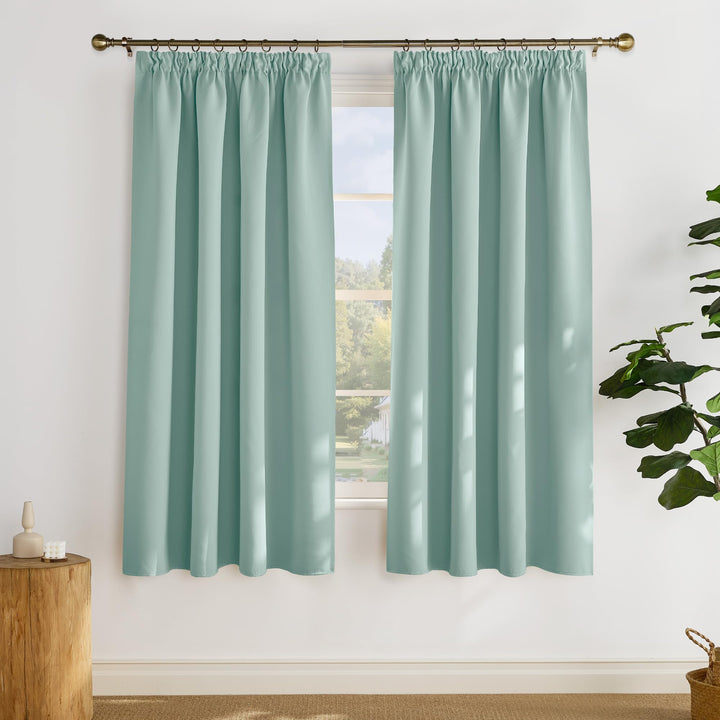 PONY DANCE Verdunkelungsvorhang Grün Übergardinen mit Kräuselband 2er Set H 175 x B 140 cm Vorhänge