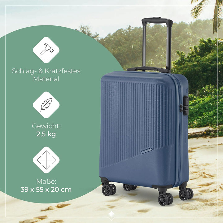 Travelite Handgepäck Trolley klein, Bali, 55x39x20 cm, 2,5 kg, Kratzfeste Hartschale, mit 4 Doppelro
