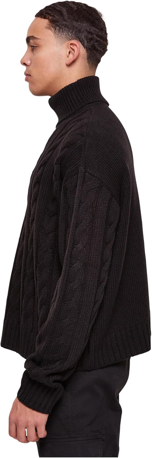 Urban Classics Herren Boxy Roll Neck Sweater Sweatshirt, Schwarz